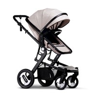 Poussette Bébé Multifonctionnelle en Alliage d'Aluminium 3-en-1, Position Assise et Allongée, Rotation à 360 Degrés, Amortisseur, Pliable, 15 kg