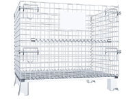 Conteneur en fil d'acier Uni-Silent, cage de sécurité en maille argentée avec roues pour entrepôt et stockage de marchandises et d'équipements SC0806-A2