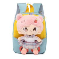 Sac d'école personnalisé pour enfants, sac à dos en peluche mignon, poupée en peluche, sac à dos miniature de dessin animé pour filles avec poupée en peluche