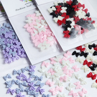 Bijoux pour ongles 3D avec nœud papillon rose mignon AB Flatback Nail Charms White Resin Bow Nail Art Decoration