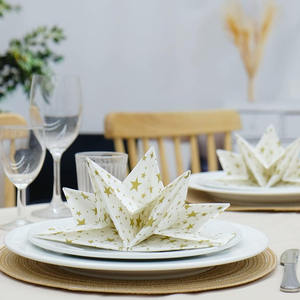 Vente en gros de <span class=keywords><strong>serviettes</strong></span> en <span class=keywords><strong>papier</strong></span> pré-pliées en forme d'étoile élégantes pour le dîner de fête de mariage imprimées 40x60cm - Product Image 3