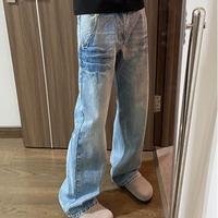 Jeans baggy personnalisés, effet délavé, style streetwear vintage pour hommes