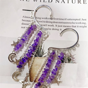 Pendientes de amatista de cristal natural Crystal Craft Healing Rose Quartz Chip Ear Hooks - Product Image 3