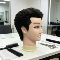 Tête de mannequin homme 6 pouces 100% cheveux humains, mannequin à cheveux courts pour la formation en coiffure, la pratique de la coupe, de la permanente et de la teinture en salon ou en école