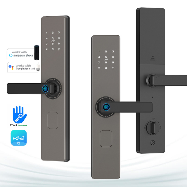 Tuya Wifi Cerradura Inteligente Electronic TTlock Blue Digital Door Handle Smart Fingerprint Door Lock With Aluminum Alloy