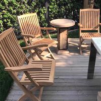 Vente chaude Échantillon gratuit Resort Imperméable Cour Balcon Dîner Pliant Parc Extérieur Jardin Patio Bois Salle à manger Chaise