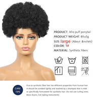 Extension de queue de cheval Afro Puff Drawstring avec franges pour femmes noires Short Curly Clip in Wrap Updo Hairpiece