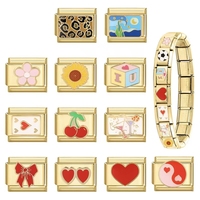 Module de bijoux italien DIY personnalisable, style rétro doré, pour bracelets et colliers, accessoires exquis, pour le marché international