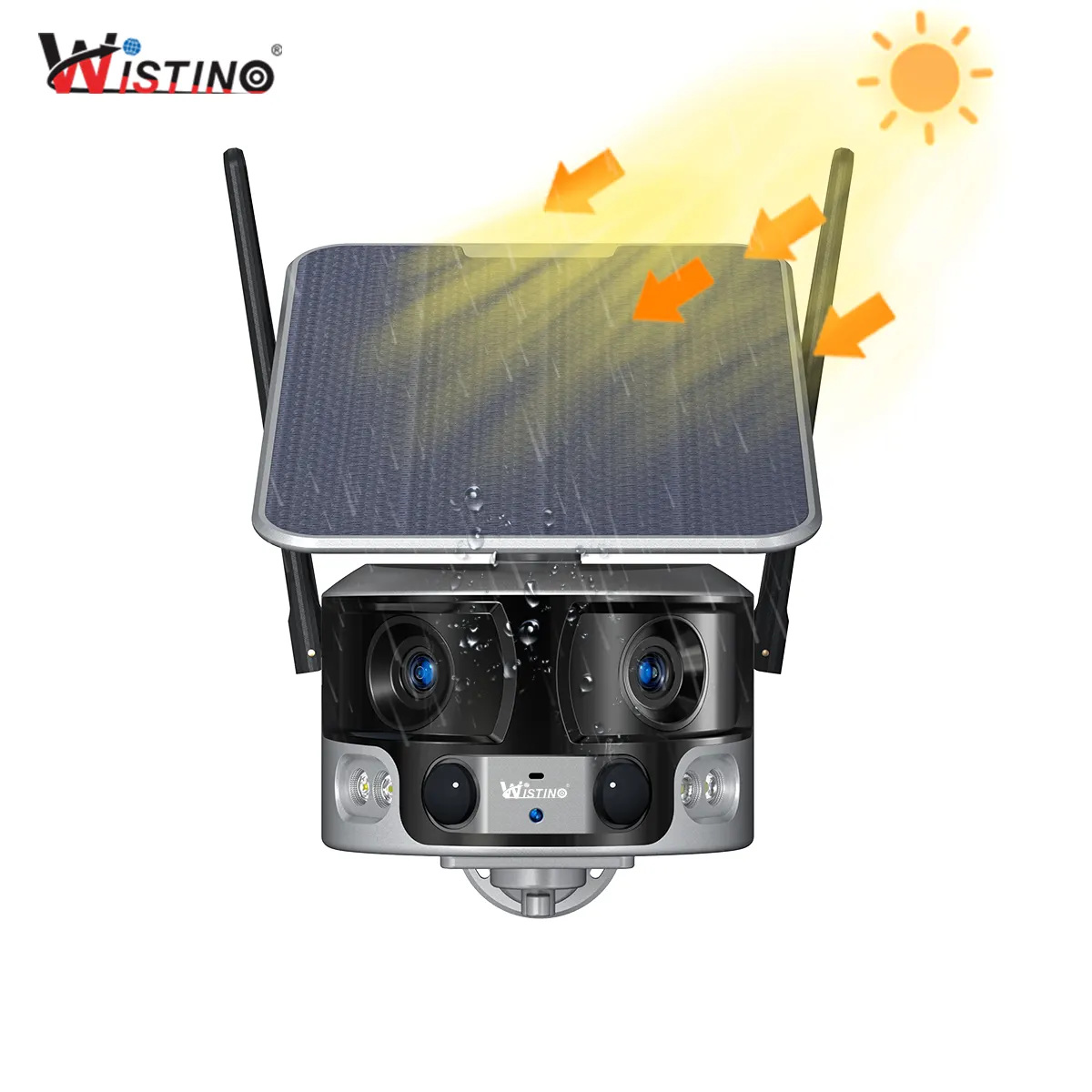 Wistino Dual Lens Wifi CCTV 4G Outdoor 8MP Wireless Camera Waterproof 4K Full Color Night Vision Solar CCTV Camera