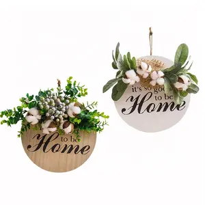 Nordic Round Wood Flower Wall Decorations For Fruit Shop