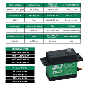 Ptk 8840 45Kg Mô-men Xoắn Cao 8.4V Coreless <span class=keywords><strong>RC</strong></span> Chỉ Đạo Servo Thép Không Gỉ Bánh Không Thấm Nước 1/8 1/10 Quy Mô 1/12 Ô Tô Unisex - Product Image 2