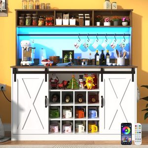 أثاث غرفة المعيشة خزانة متعددة الوظائف مع أضواء ليد وبار خشبي حديث - Product Image 3