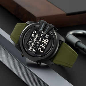 Skmei Digital Watch Men Black Silicone Strap 50M Waterproof Dual Time Countdown Timer Sport Watch - Product Image 2
