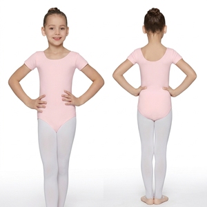 Maillot de Ballet de Manga Corta de Poliéster para Niñas, Leotardo Elástico para Danza, Directo de Fábrica, OEM ODM, con Forro Interior, Ropa de Danza para Entrenamiento - Product Image 2