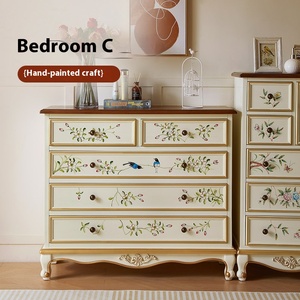 Legno massello stile retrò americano comò a cinque cassetti avanzato senso di stoccaggio della parete per la camera da letto soggiorno pittura a colori disponibile - Product Image 4