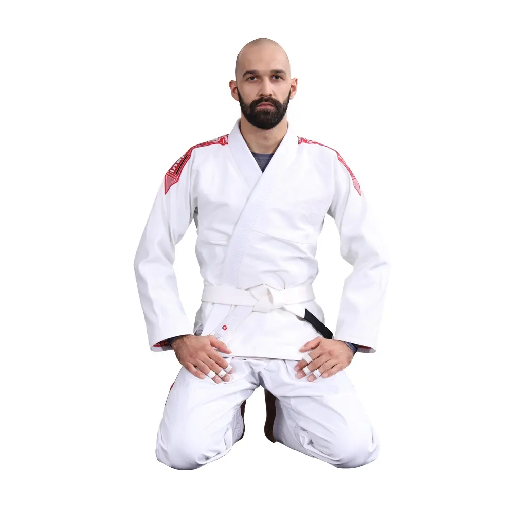 Cao Chất Lượng Custom Made Brazil Jiujitsu Gi Cotton Dệt Vá Kimono Thêu BJJ Gi