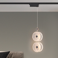 Lampu gantung logam kaca Vintage Modern, lampu langit-langit kontrol aplikasi putih dengan lampu LED untuk Interior loteng