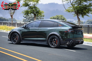 Kit carrosserie en fibre de carbone PU pour Tesla Model X <span class=keywords><strong>Plaid</strong></span> : Lame avant, jupes latérales, diffuseur arrière, spoiler, canards avant, extension de passage de roue - Product Image 4