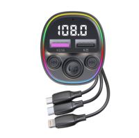 Transmisor FM Bluetooth para Auto, Cargador de Auto, Accesorios para Auto CS2, Adaptador de Radio FM Inalámbrico BT para Auto, Reproductor de Música, Transmisor FM