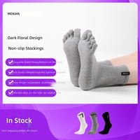 Chaussettes de yoga et de danse professionnelles MEIKAN, chaussettes à compression légère, antidérapantes, en coton fin, pour la remise en forme en intérieur, noir, blanc, gris