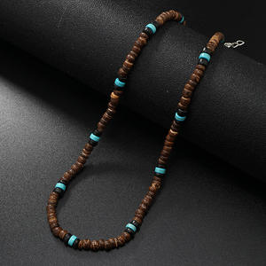 <span class=keywords><strong>Collier</strong></span> en perles turquoise de coquillage de noix de coco vintage pour femmes hommes Simple <span class=keywords><strong>Surf</strong></span> Resort clavicule chaîne géométrique bijoux accessoires - Product Image 2