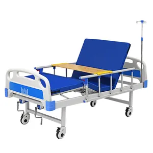 2 fonksiyon manuel hastane tek hasta yatağı yükseklik ayarı hastane odası tepsi ile tıbbi hasta yatağı