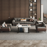 Ensemble de canapés de bureau modulaires en cuir modernes avec éponge haute densité, écologiques et durables, 1 à 3 places pour espaces commerciaux