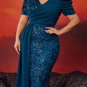 Robes de soirée luxueuses grande taille 2026, col en V, à sequins, longues, élégantes, style sirène, pour demoiselles d'honneur - Product Image 6