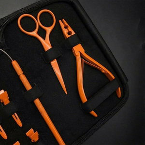 Kit d'outils pour extensions de cheveux en acier inoxydable : pinces, ciseaux, pinces à cheveux, aiguille à boucle, applicateur de perles, personnalisation OEM - Product Image 6