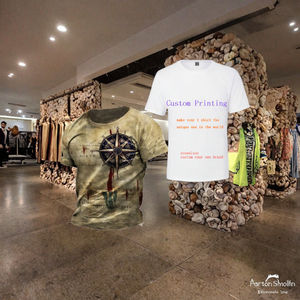 Camiseta Casual Vintage para Hombre, Estilo Americano, Tejida, Bordada, de Manga Corta, Cuello Redondo, Holgada, Ecológica, con Estampado Personalizado, Transpirable - Product Image 3