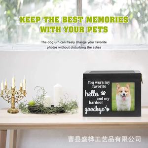 Pet Urn Rectangle Wooden <b>Storage</b> <b>Box</b> With <b>Photo</b> Memorial For Dog Cat Pet Ashes Keep Safe Secure - Product Image 2