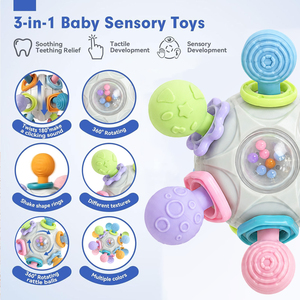 Jouet de <span class=keywords><strong>dentition</strong></span> sensoriel Montessori en gros pour bébés de 0 à 6 mois et de 6 à 12 mois, hochets et jouets de <span class=keywords><strong>dentition</strong></span> pour bébés - Product Image 3