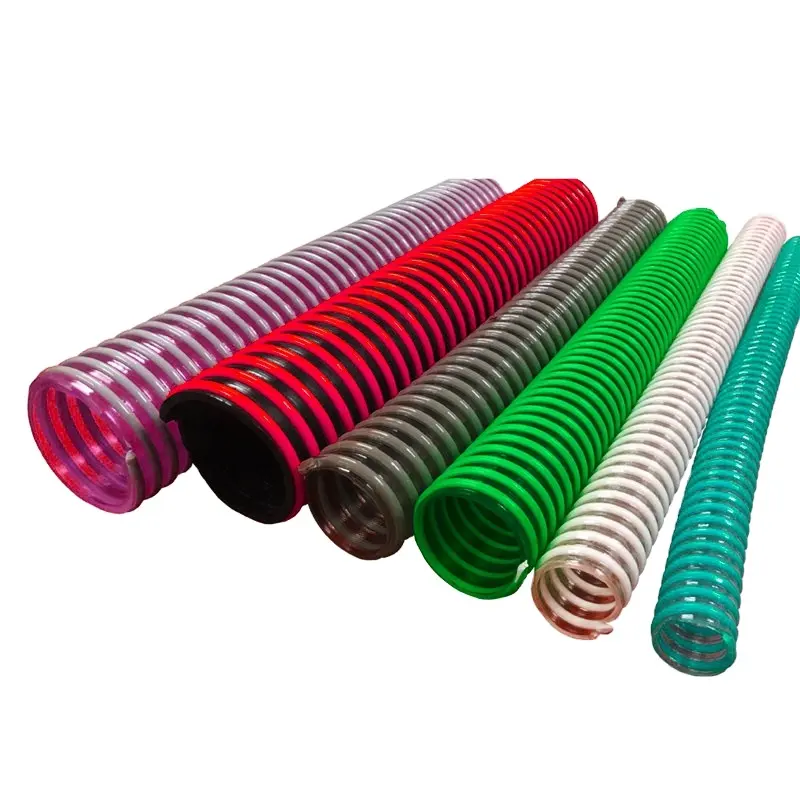 Linh hoạt nhựa gia cố PVC Helix Máy bơm nước hút xả xoắn ốc ống Ống ống dẫn dòng Hose với sóng hoặc phẳng su