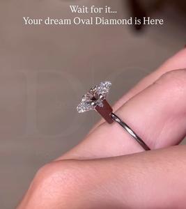 Anillo de compromiso de diamante ovalado, anillo de diamante cultivado en laboratorio ovalado, anillo de Halo oculto, anillo de oro blanco/amarillo/rosa, anillo de diamante para ella - Product Image 2