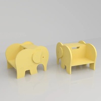 Tabouret d'appoint en bois multifonctionnel réglable pour enfants, chaise-échelle en bois, tabouret à 2 marches en forme d'éléphant