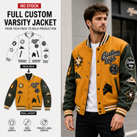 Veste Hip Hop personnalisée avec manches en cuir véritable, broderie chenille, strass, veste de baseball universitaire en molleton