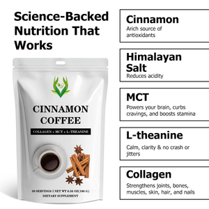 Café de Canela en Polvo con Colágeno, MCT y L-Teanina, Marca Privada OEM ODM, para Aumentar la Energía, la Concentración, el Rendimiento, la Recuperación, el Cabello, la Piel y las Uñas - Product Image 3
