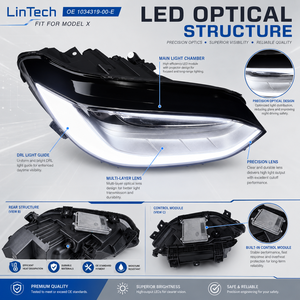 ชุดไฟหน้า LED LinTech รุ่น 1034319-00-E ประสิทธิภาพสูง ทนทานต่อแรงกระแทก สำหรับรถยนต์รุ่น X จุดเด่นในการขาย คุณภาพเทียบเท่าอะไหล่แท้ - Product Image 2
