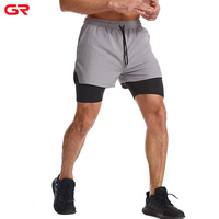 Shorts de sport athlétiques 2-en-1 pour hommes, de haute qualité, respirants, légers, anti-transpiration, pour l'entraînement estival et la gym