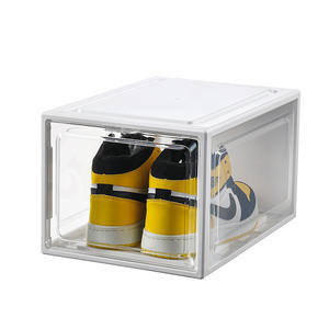 Caja de almacenamiento de zapatos de acrílico transparente, rectangular, apilable, a prueba de polvo, con tapa, organizador de zapatillas - Product Image 1