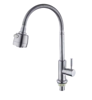 Keran Dapur Modern GLOYAR Grosir, Terpasang di Dek, Bahan Stainless Steel Berlapis Krom, Putar 360 Derajat, Tarik-Ngancung, 1 Tuas