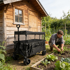 400ポンド対応 ポータブル折りたたみ式ビーチキャンプ用ハンドカート、オールテレインホイールと超ロング折りたたみ式ユーティリティワゴン付き - Product Image 1