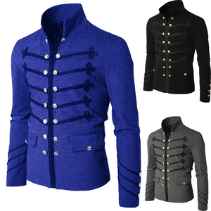 Chaqueta de hombre Saint Vida bordada de doble botonadura, color liso, manga larga, disfraz para actuaciones escénicas, tops de algodón para adulto - Product Image 1