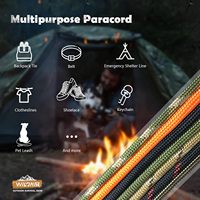 Cordon de survie 4-en-1 en paracorde Type III de 550 lb, 5/32 pouces (4 mm), avec ligne de pêche intégrée et allume-feu pour la survie et le camping