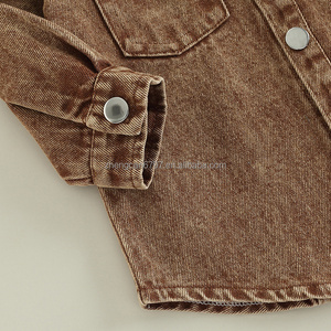 Vestes <span class=keywords><strong>en</strong></span> denim décontractées pour enfants, manteau avec poche et col à revers à manches longues, vêtements d'automne unisexes pour bébés - Product Image 4