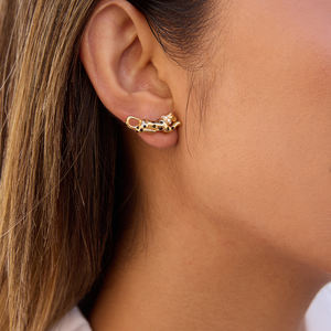Boucles <span class=keywords><strong>d</strong></span>'oreilles J & <span class=keywords><strong>D</strong></span> Retro Animal Boucles <span class=keywords><strong>d</strong></span>'oreilles en acier inoxydable plaqué <span class=keywords><strong>or</strong></span> 18 carats avec strass blanc huilé Animal léopard <span class=keywords><strong>noir</strong></span> - Product Image 3