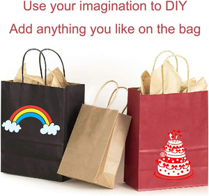 Sacs en kraft à fond carré personnalisés, couleur lavande, laminés, pour entreprises, anniversaires, mariages, shopping, biodégradables, écologiques - Product Image 6