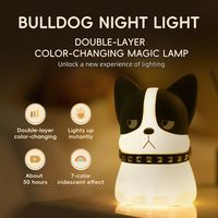 Lampe de chevet tactile en silicone pour bouledogue français, à intensité variable, rechargeable, pour chambre à coucher, compagnon de sommeil, décoration, cadeau