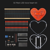 Kit électronique DIY 25/32 LED RGB multicolore à effet d'eau courante, carte de pratique de soudure DIY en forme de cœur pour l'école