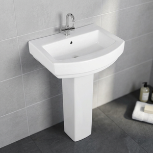Modern White Ceramic <b>Full</b> Pedestal Wash Basin Lavabo Sink Stand for Hospital Villa Bathroom Sanitary Ware - Product Image 1